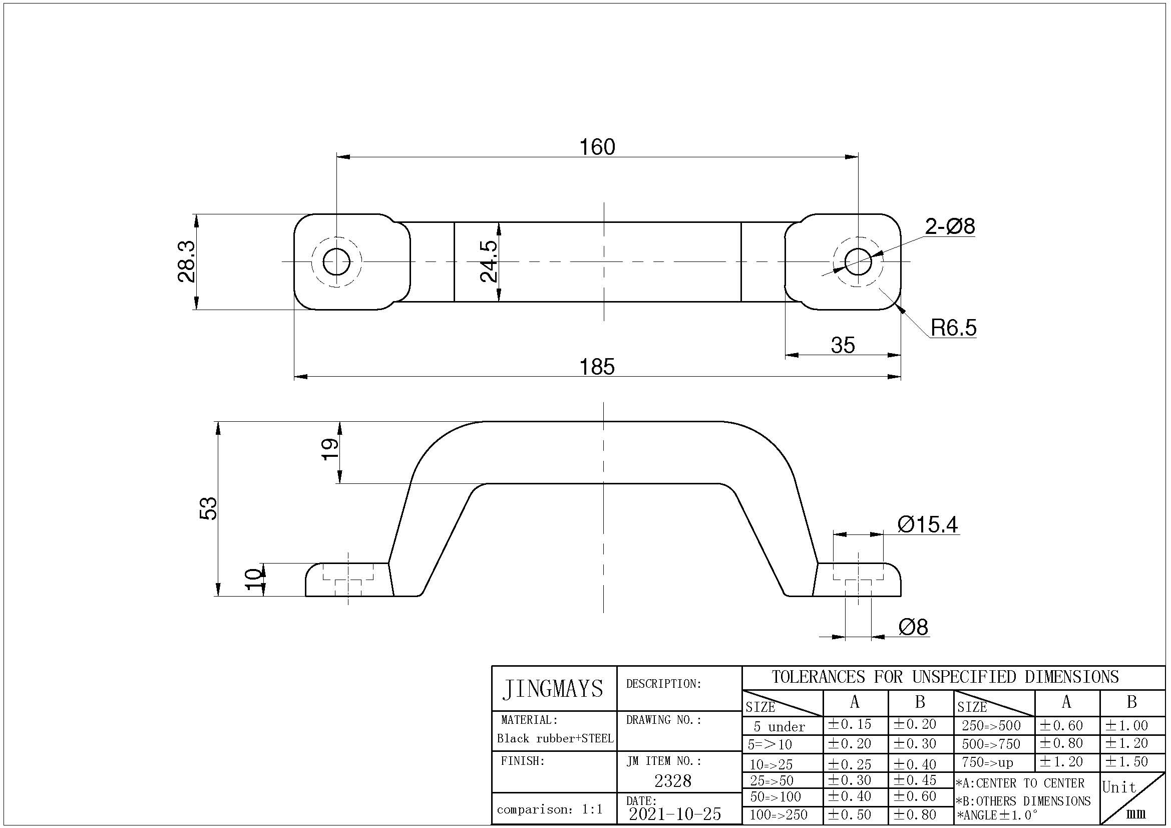 Steel Core Molded Grab Handle - 2328