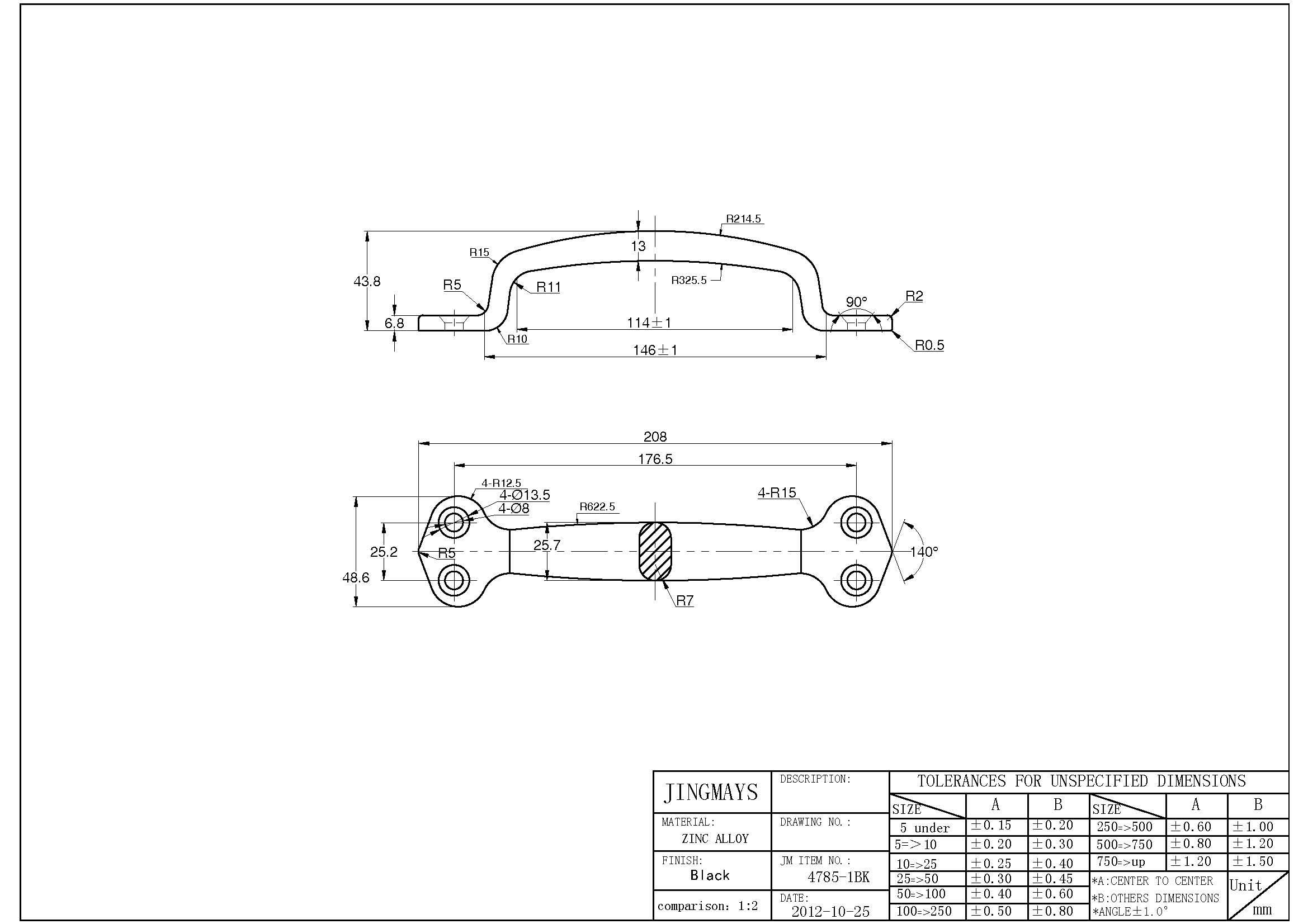 Sturdy Grab Handle Zinc Alloy- 4785-1BK