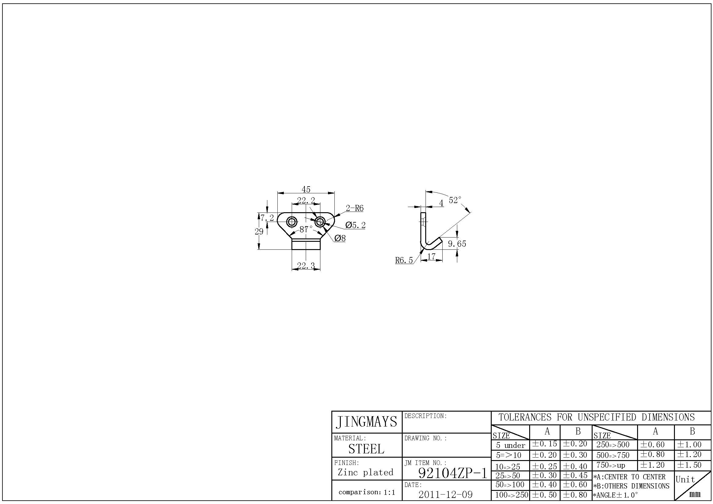 Latch Keeper Steel Zinc Plated - 92104ZP-1 