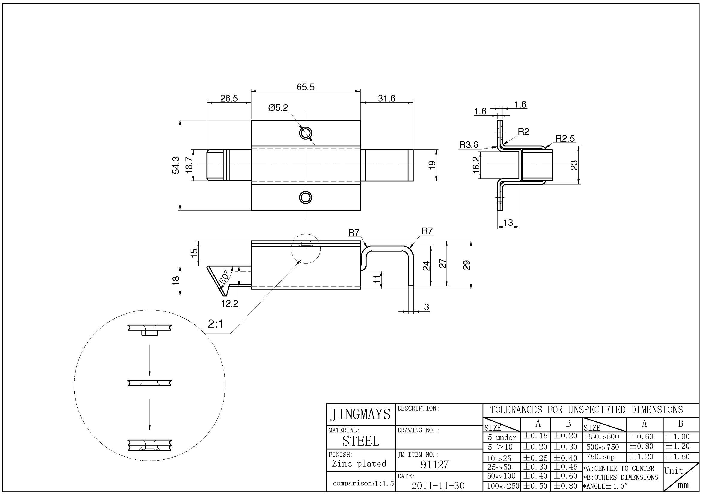 Finger End Bolt Steel Zinc Plated - 91127