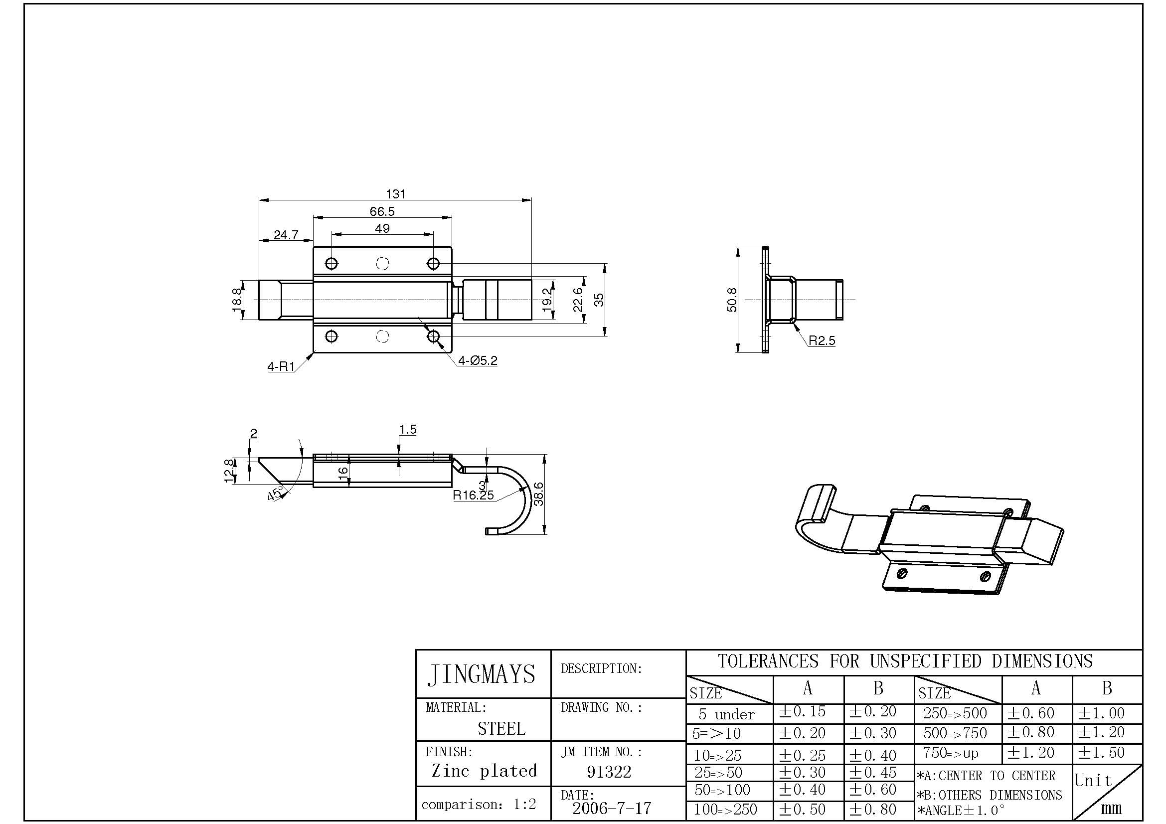 Finger Bolt Steel Zinc Plated - 91322