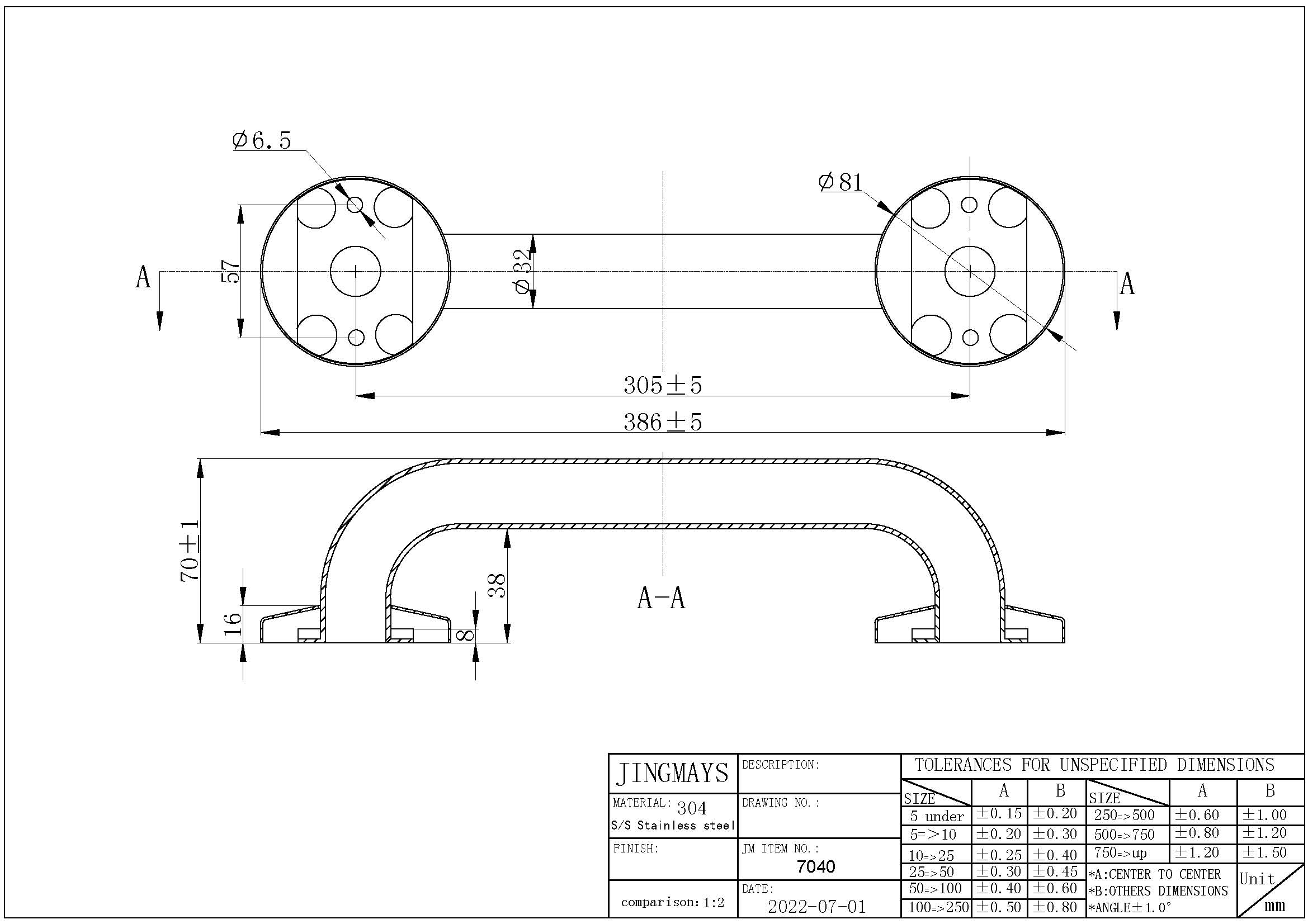 Grab Bar Stainless Steel - 7040