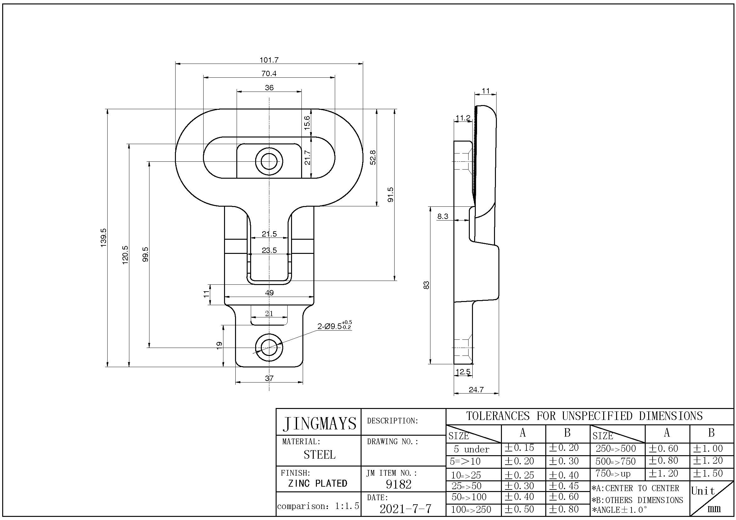 Folding Trailer Step Steel Zinc Plated - 9182