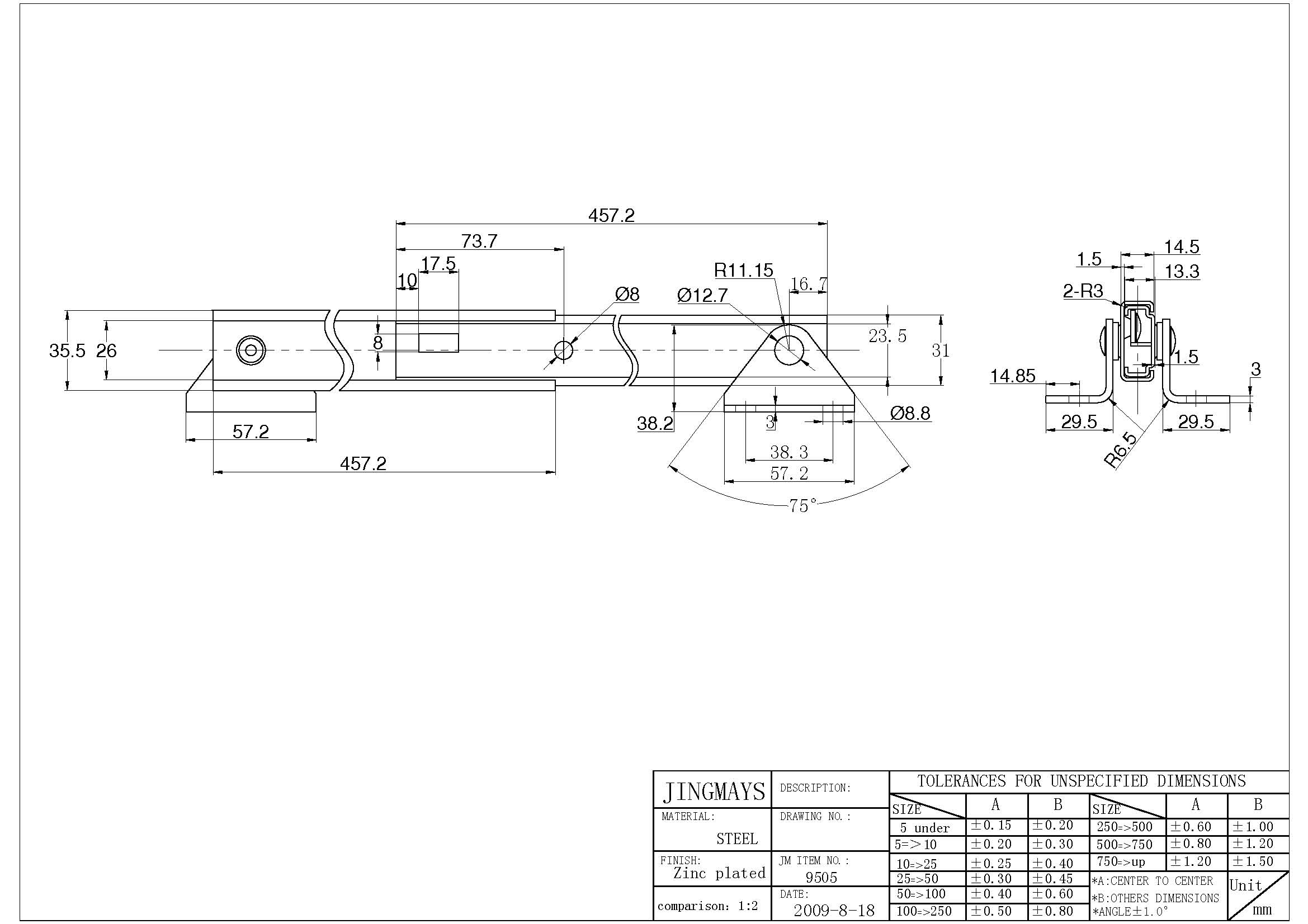 Telescopic Door Support Steel Zinc Plated - 9505-10