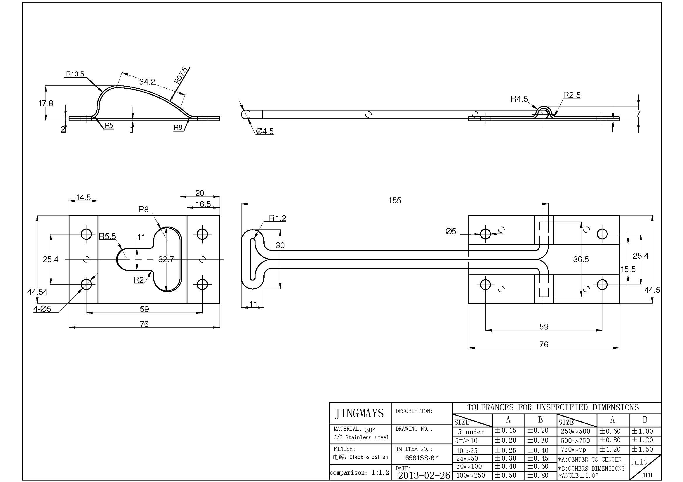 Wire Type Door Holder Stainless Steel - 6564SS-6