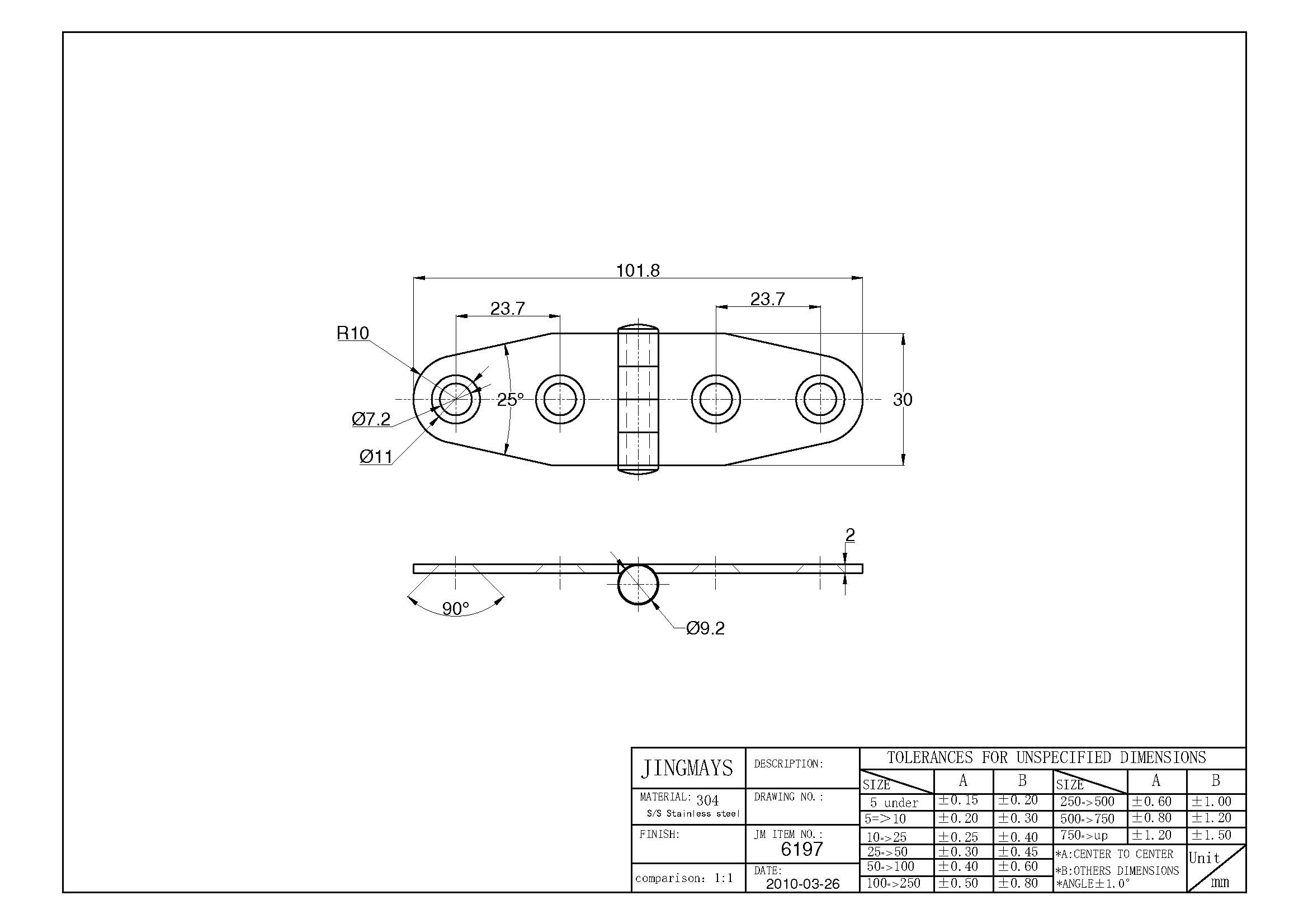 Hinge Stainless Steel Polished - 6197