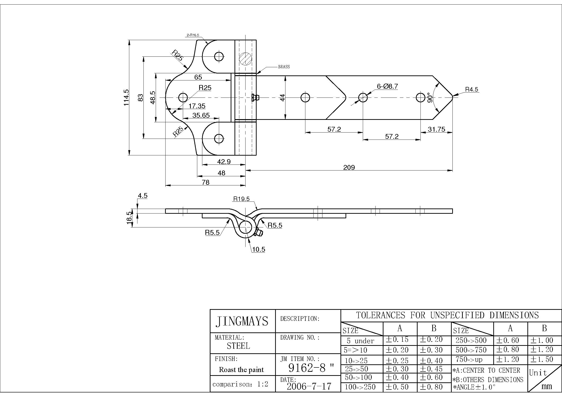 Strap Hinge Steel Black - 9162-8