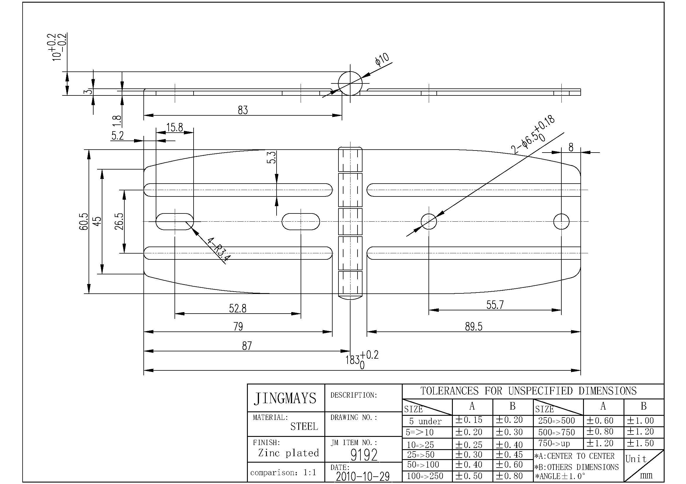 Hinge Steel Zinc Plated - 9192