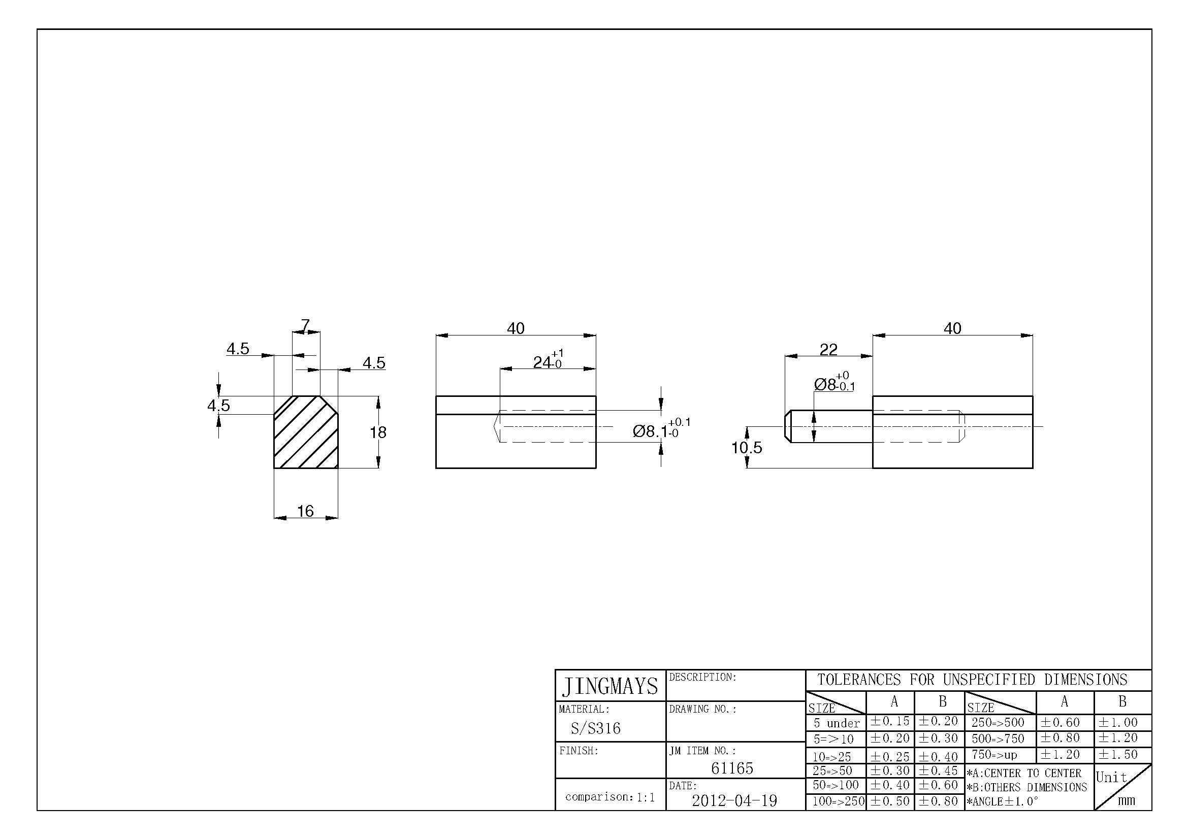 Lift-Off Hinge Stainless Steel Plain - 61165