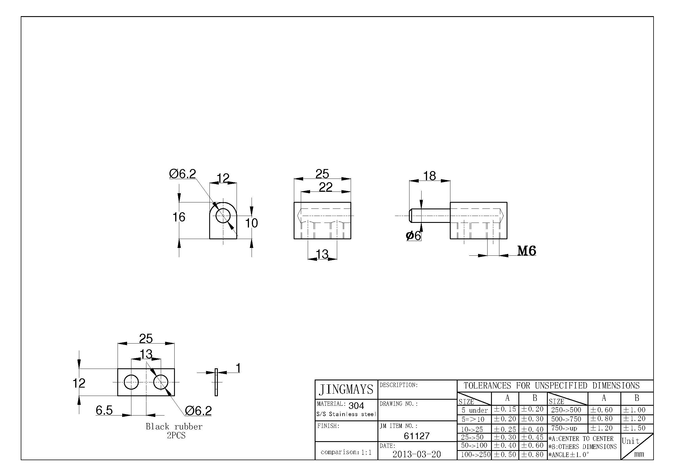 Lift-Off Hinge Stainless Steel Plain - 61127