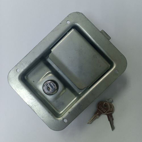 Locking Recessed Paddle Latch Steel Zinc Plated W/Mtg. Holes W/2 keys - 91421