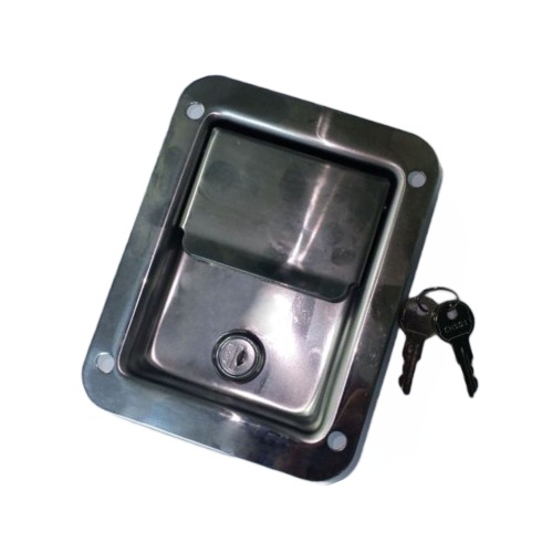 Locking Stainless Steel Polished Paddle Latch W/Mtg. Holes W/2 keys - 91428