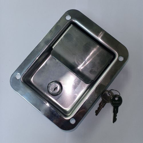 Locking Stainless Steel Polished Paddle Latch W/Mtg. Holes W/2 keys - 91428