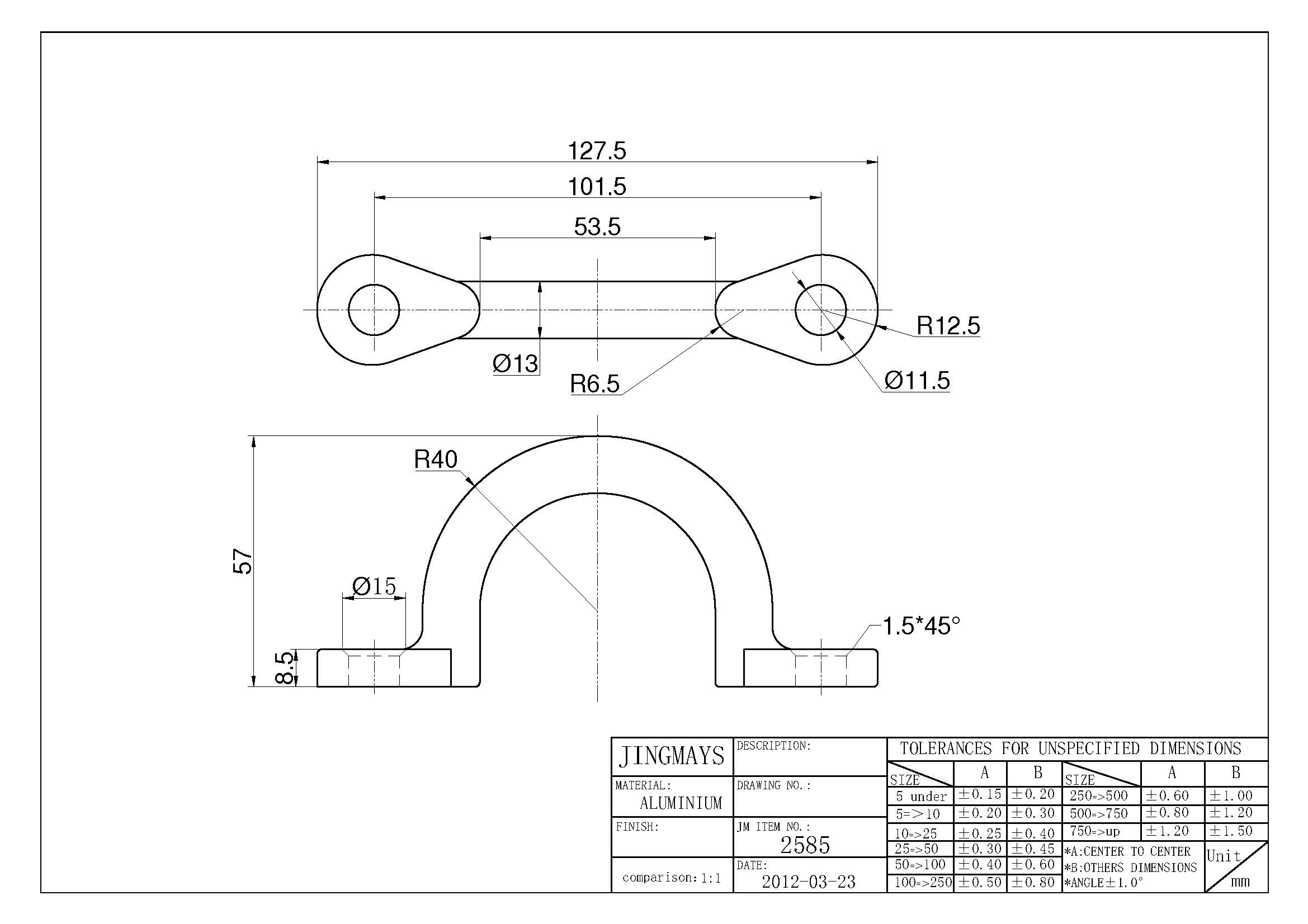 Wire Eye Strap Aluminum Vibratory Polished - 2585