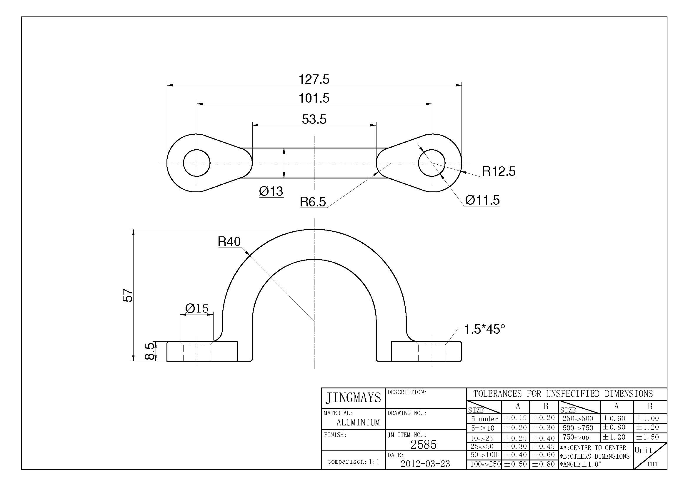 Wire Eye Strap Aluminum Vibratory Polished - 2585