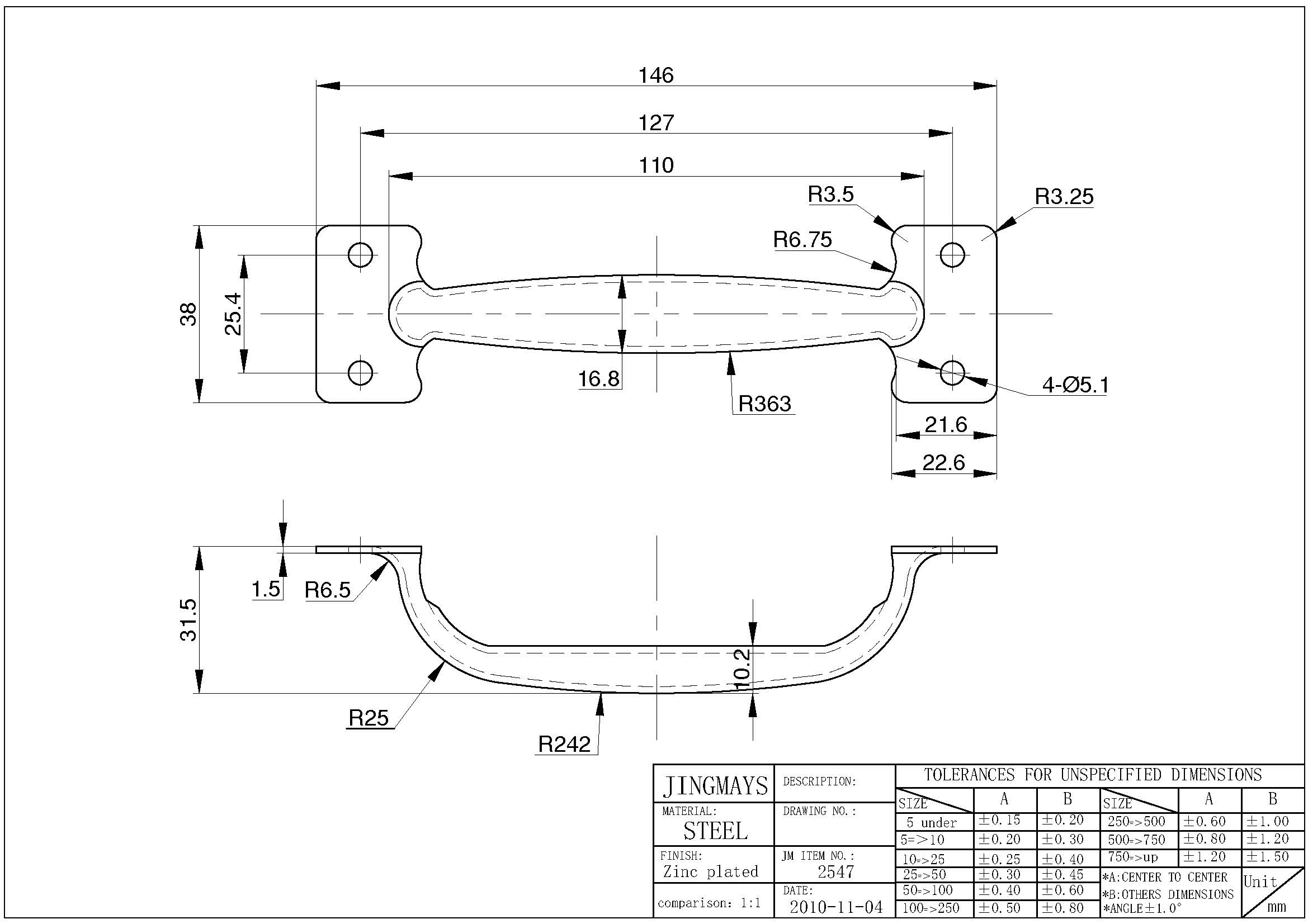 Grab Handle Steel Zinc Plated - 2547