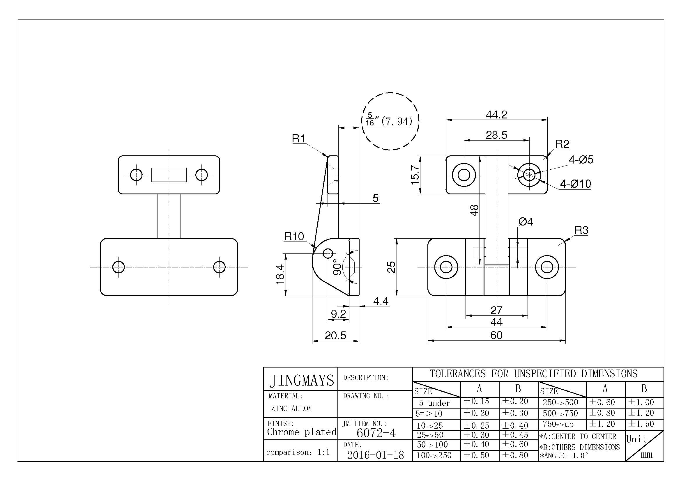 Mini Hinge Zinc Alloy Chrome - 6072-4