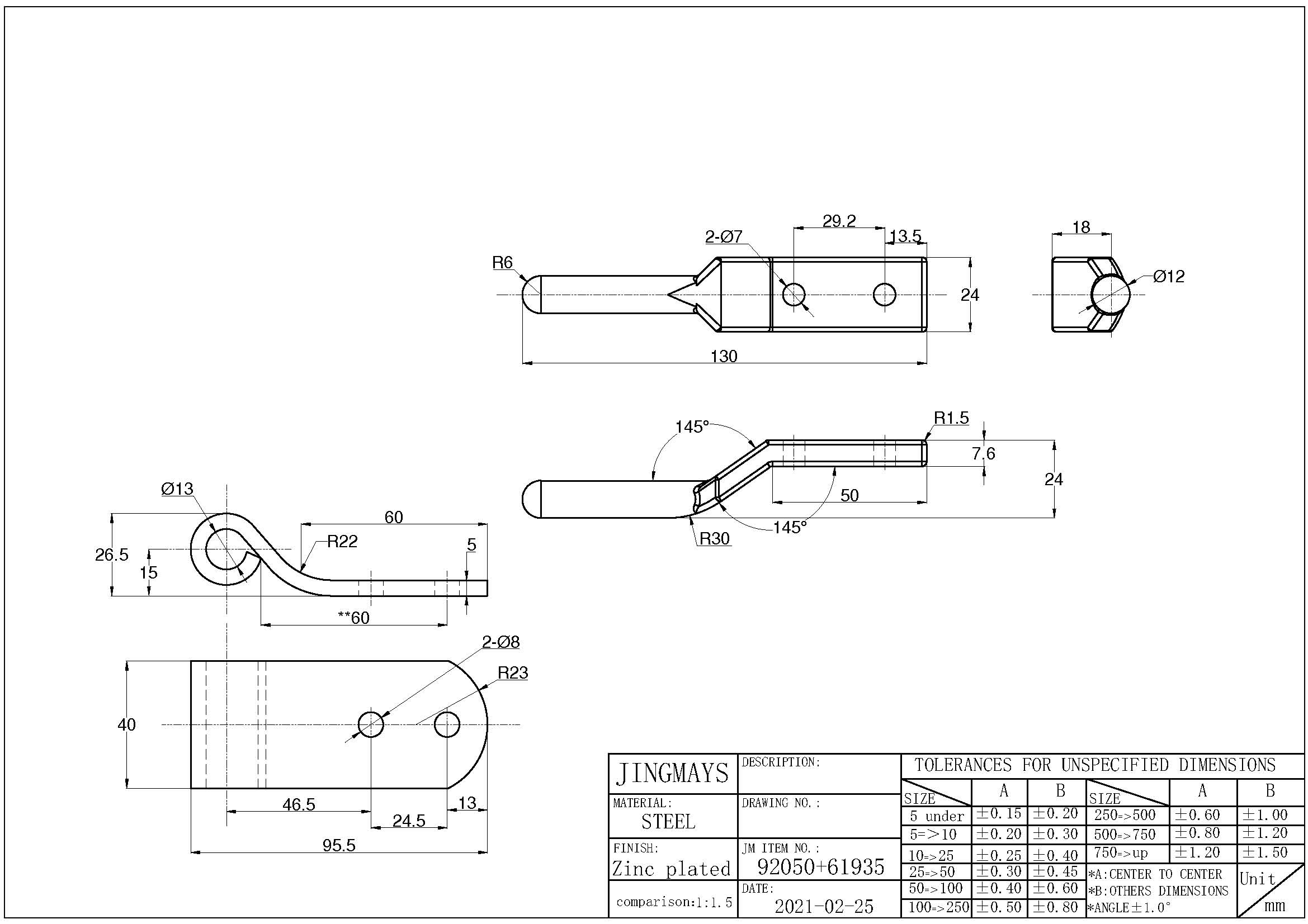 Steel Zinc Forged Gudgeon & Strap - 92050+61935