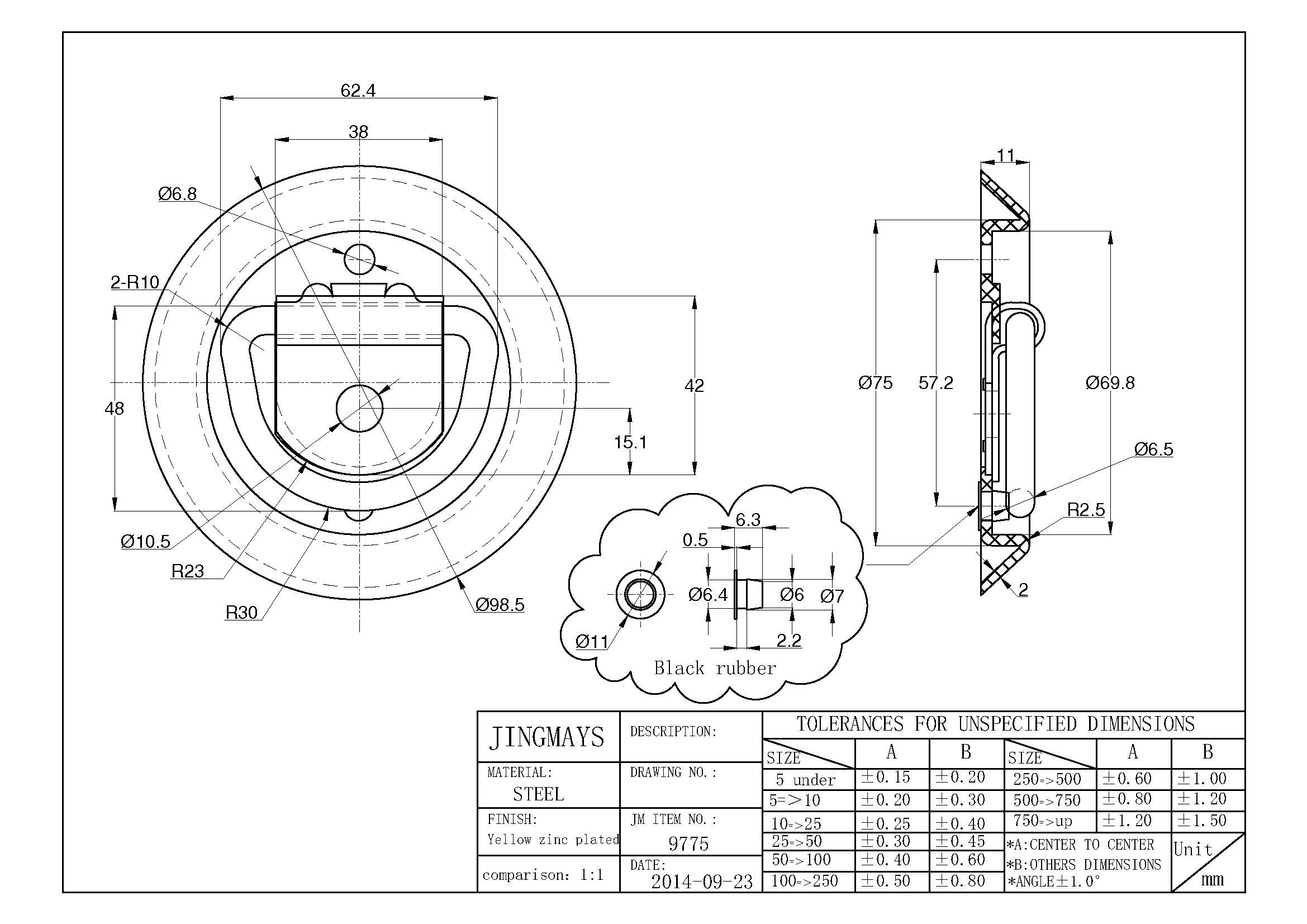 Tie Down Ring in Plastic Housing - 9775